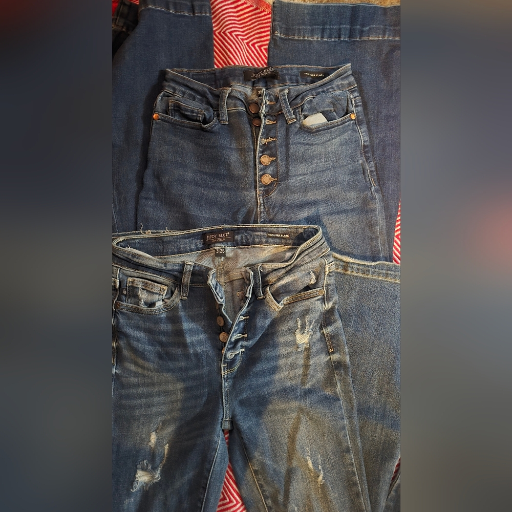 2 Prs. Judy Blue Dark Wash Button-Fly Jeans 3/26